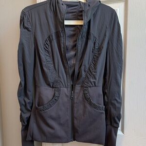 Lululemon Dance Studio Jacket Size 6 Reversible Blue/Grey Full Zip Hooded Track